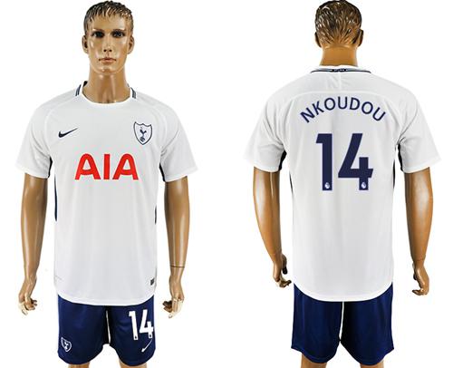 Tottenham Hotspur #14 Nkoudou White/Blue Soccer Club Jersey